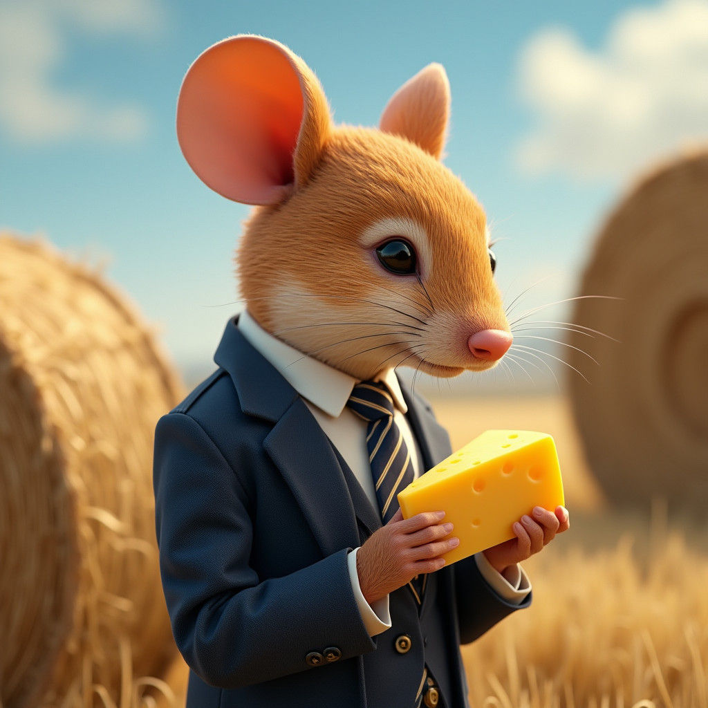 Dapper Mouse in Navy Suit Exudes Refinement