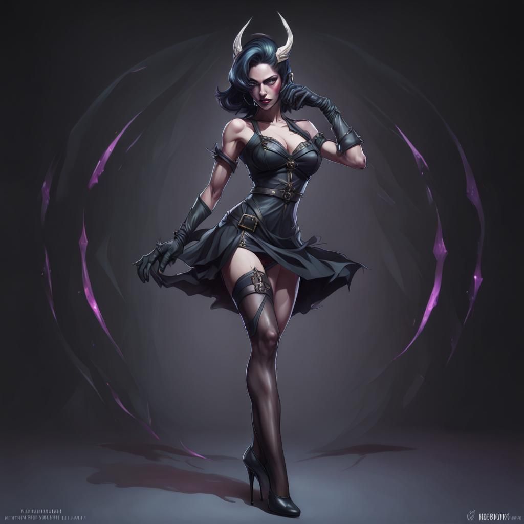 Dark Elf Necromancer Pinup Portrait