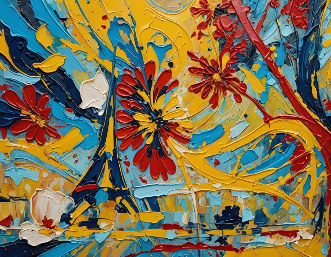 Vibrant Flower in Abstract Expressionist Style