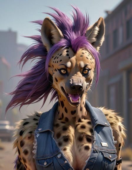 Hyperdetailed Furry She-Hyena in Ecstatic Plea