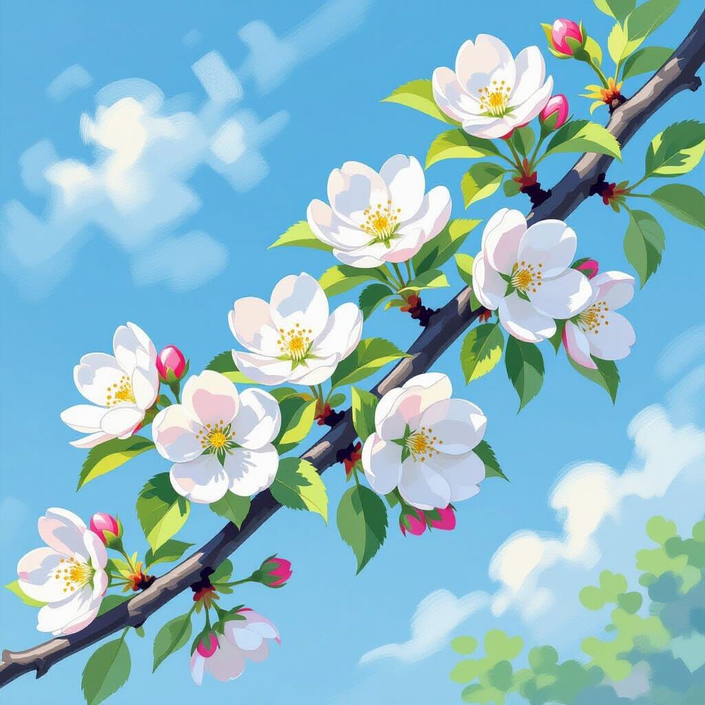 Apple Blossoms in Impressionistic Style