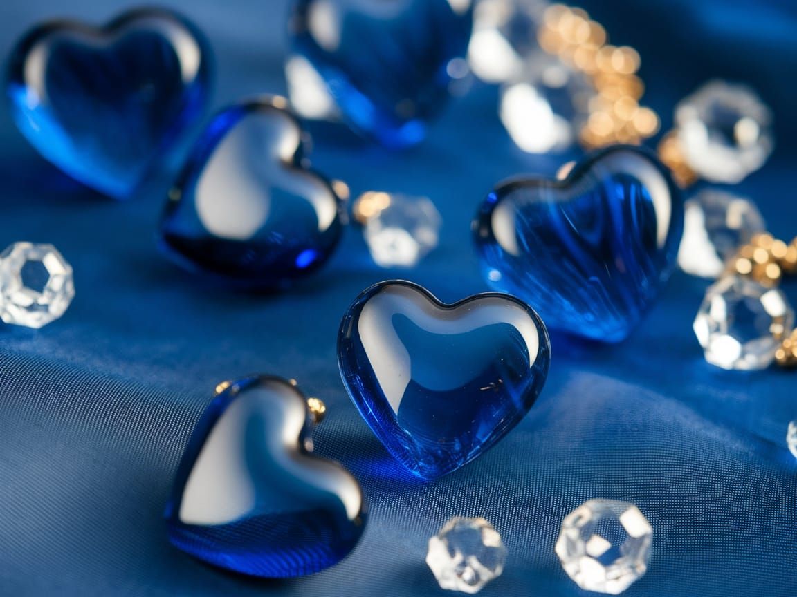 Elegant Glass Heart Decorations in Soft Focus
