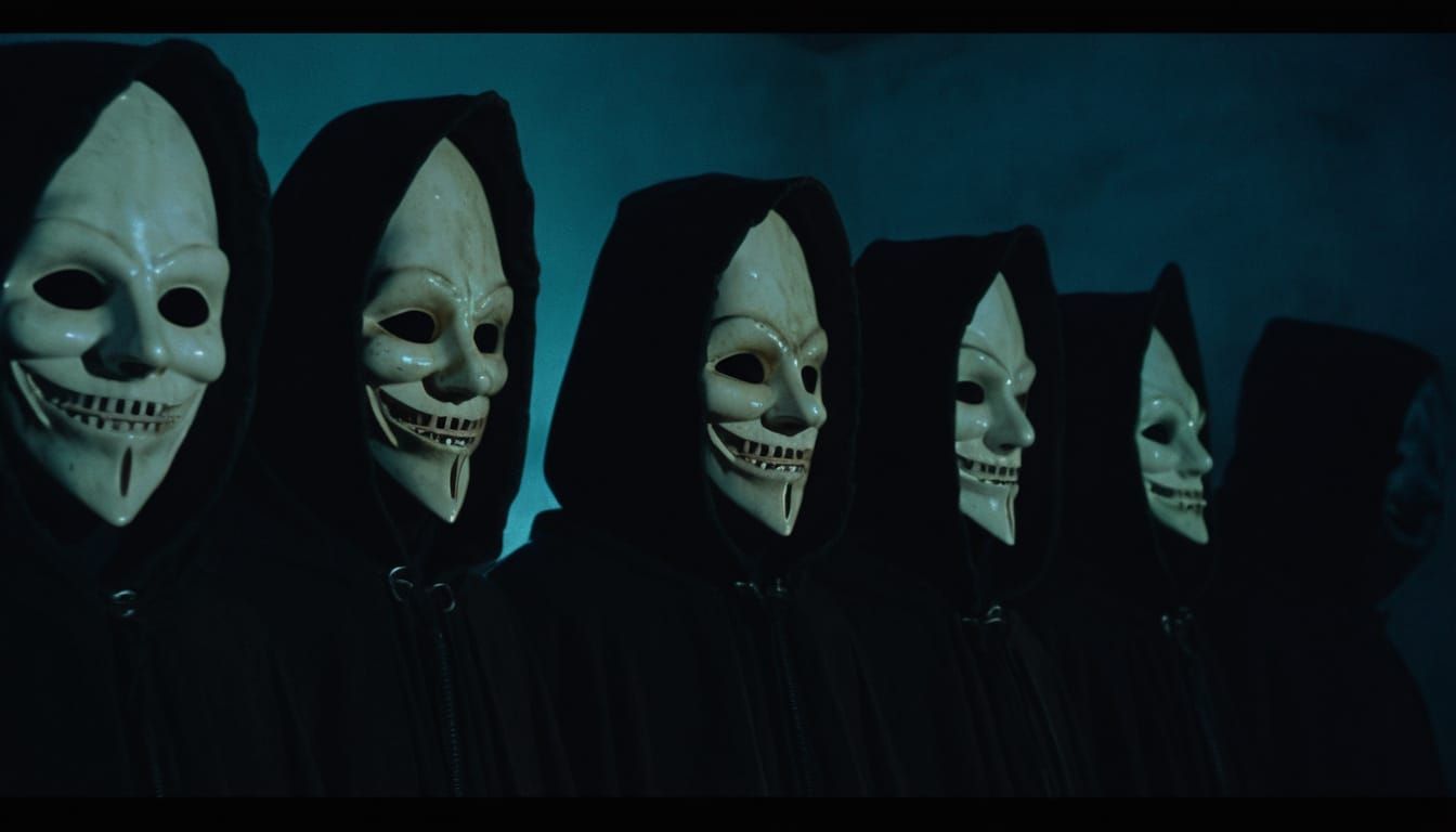 Creepy Hooded Figures in Dark Occult Ritual