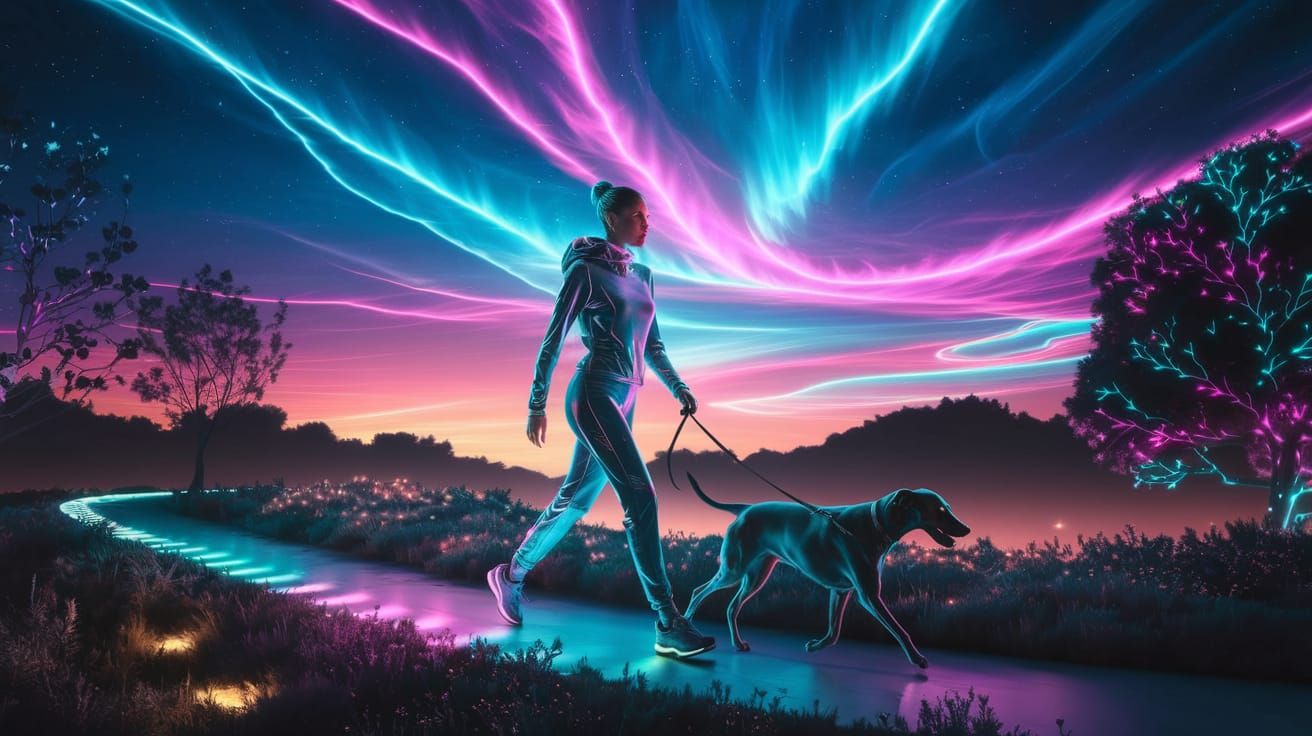 Neon Sky Serenity: A Futuristic Walk