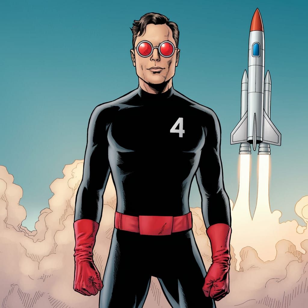 Elon Musk in Retro-Futuristic Spandex