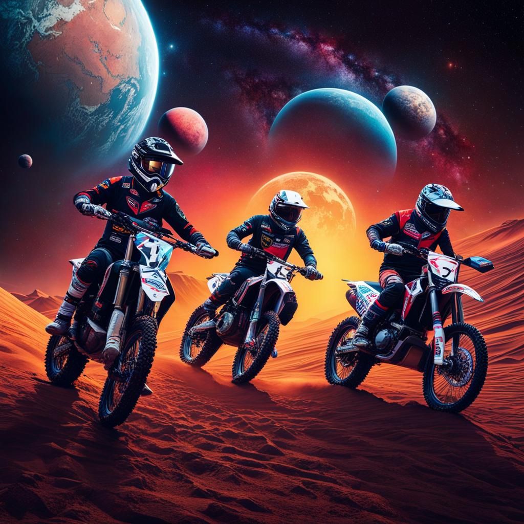 Cyberpunk Motocross Racing on Saturn's Rings