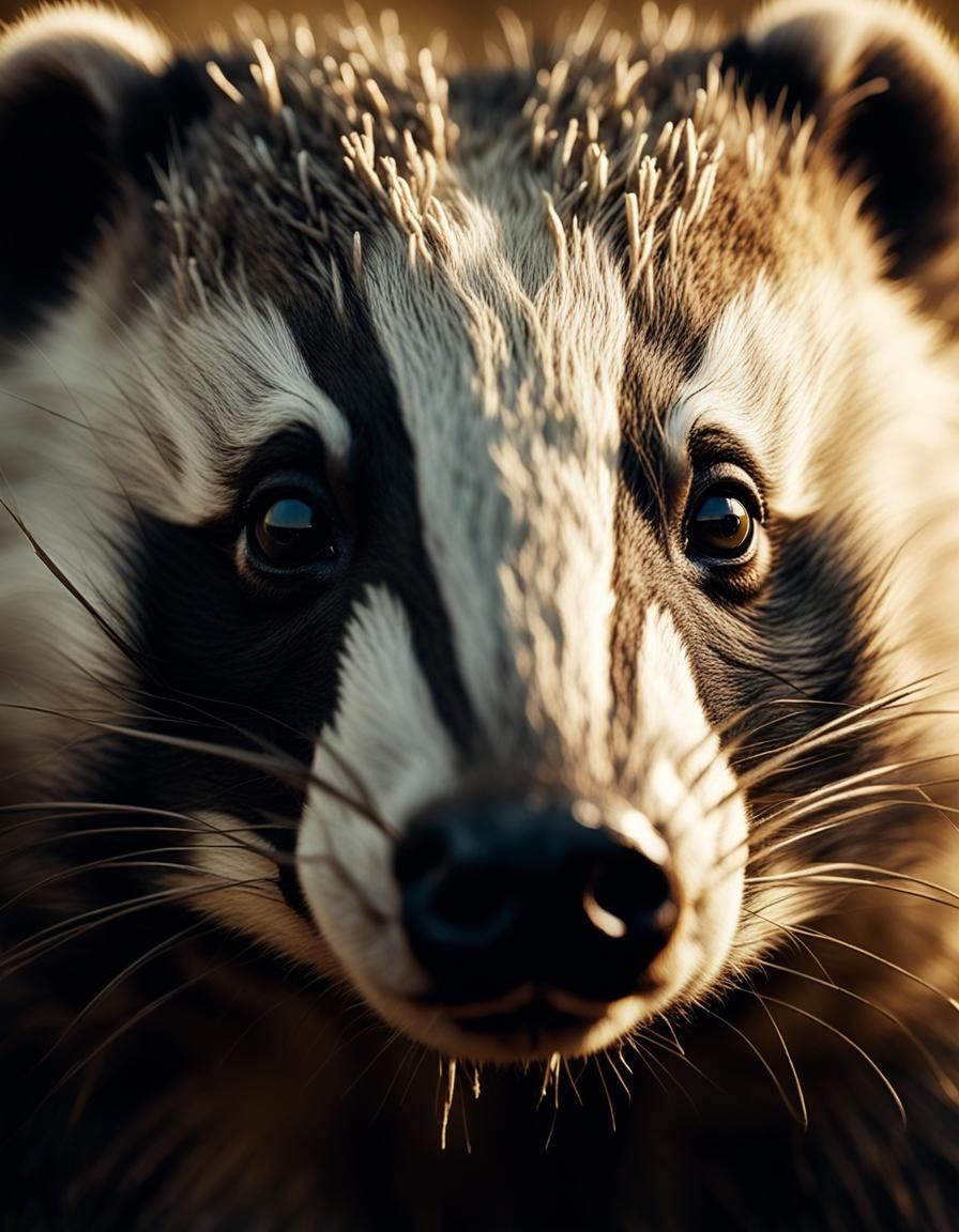 Dramatic Badger Portrait in Cinematic Lighting