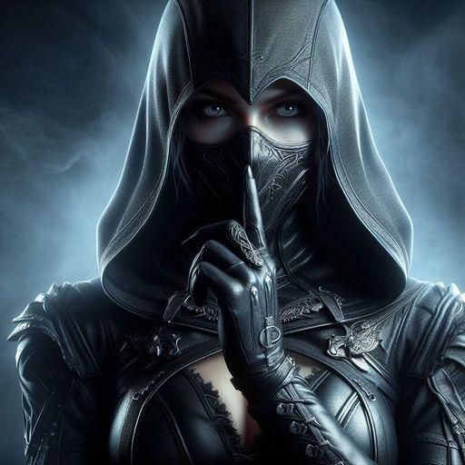 Female Assassin Portrait: Deadly Shadow in Black Leather