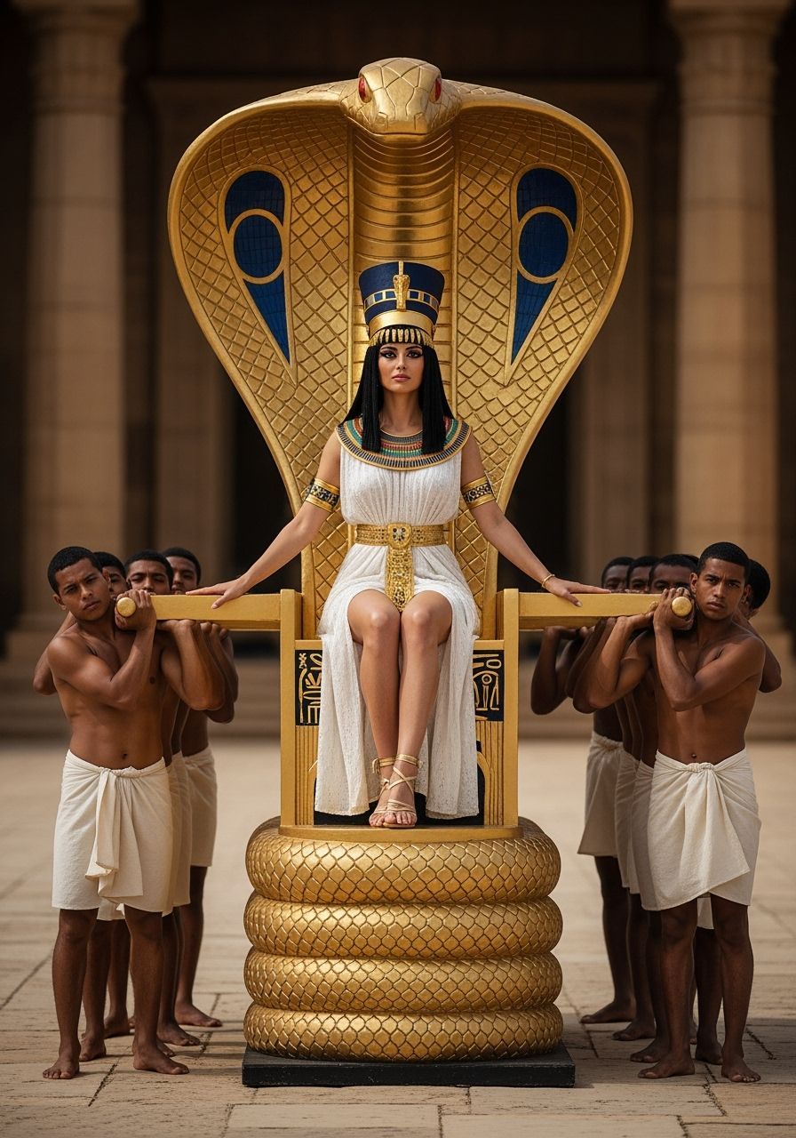 Egyptian Queen on a Cobra Throne