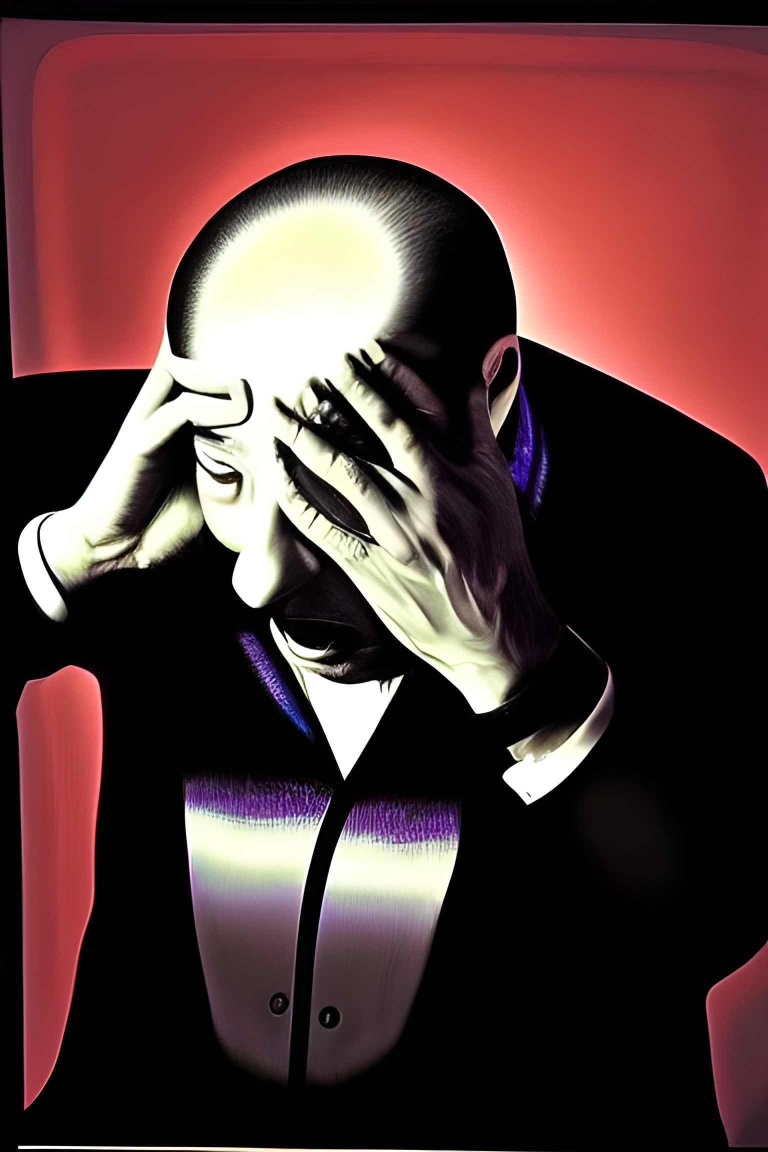 Overwhelmed Man Portrait in Hyperrealistic Style