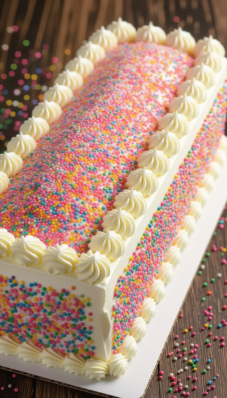 Photorealistic Cake with Vibrant Sprinkles and Dynamic Light...