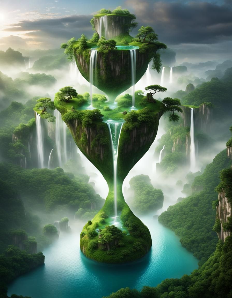 Hourglass Floating Islands: Eternal Time and Dreamy Beauty