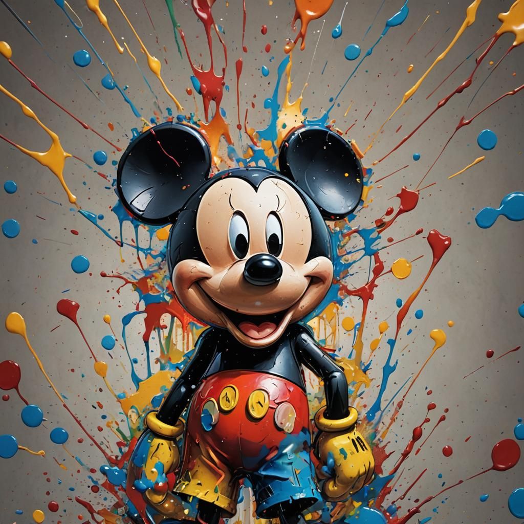 Hyperrealistic Mickey Mouse Splash Art Portrait