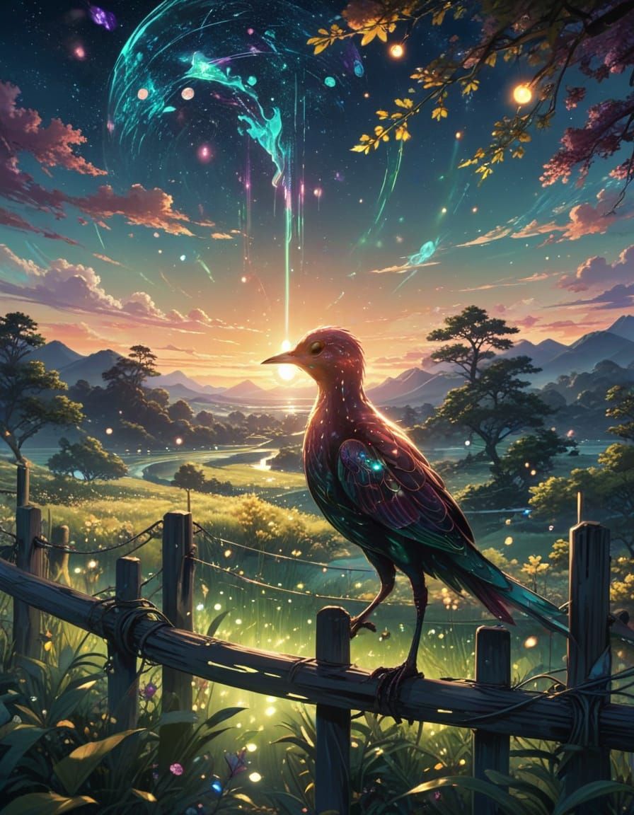 Celestial Encounter in Shimmering Hues