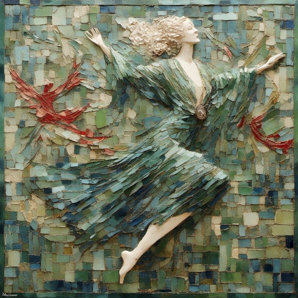 Chromatic Dancer in Dark Impasto Style