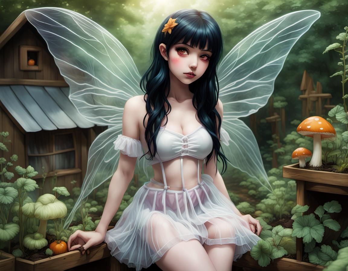 Fairy in Mushroom Garden, Comic Book Art