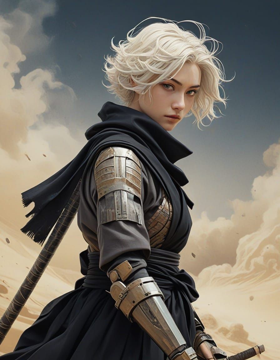 Heroic Robot Ninja in Desert Camouflage