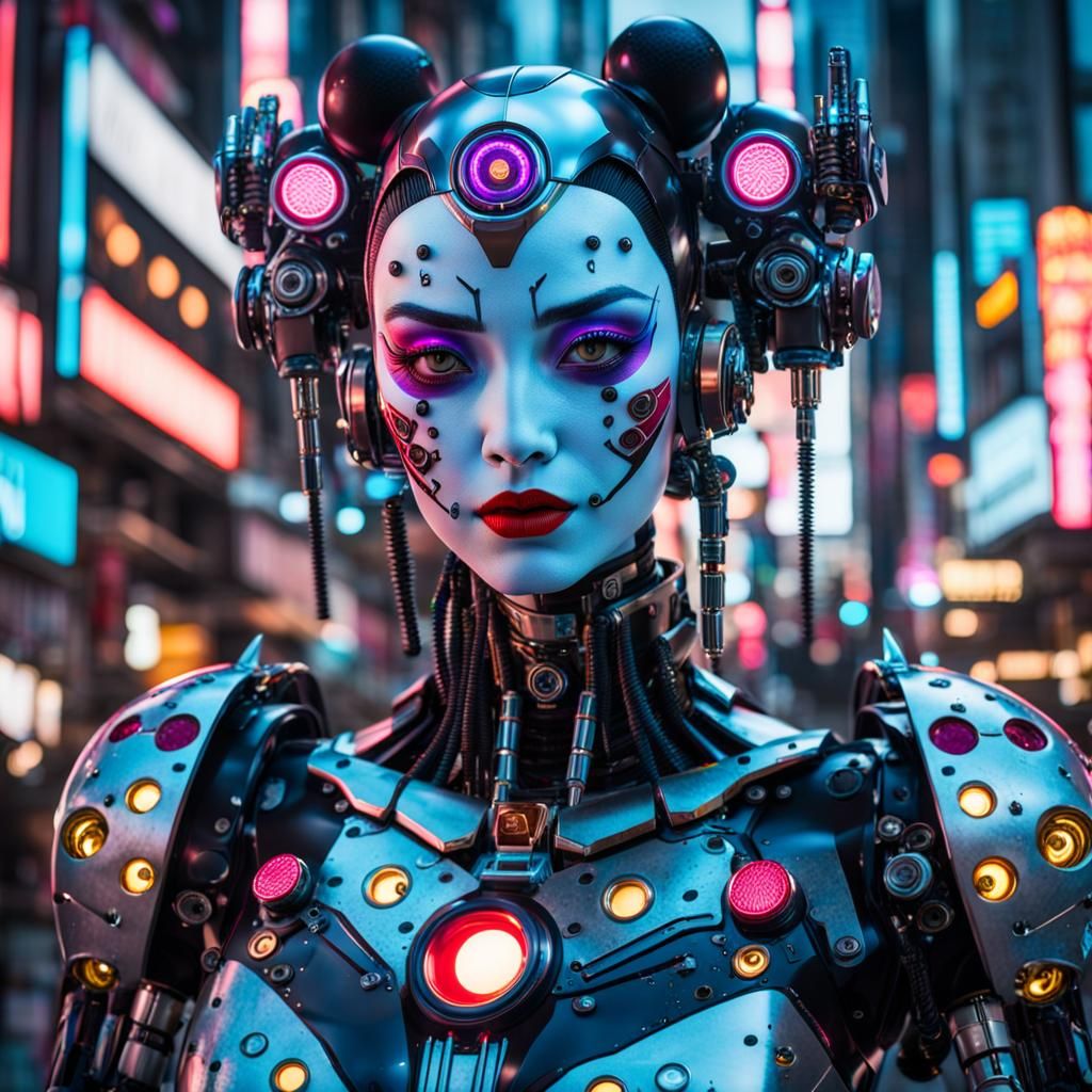 Futuristic Robotic Geisha and Cyborg Superheroes