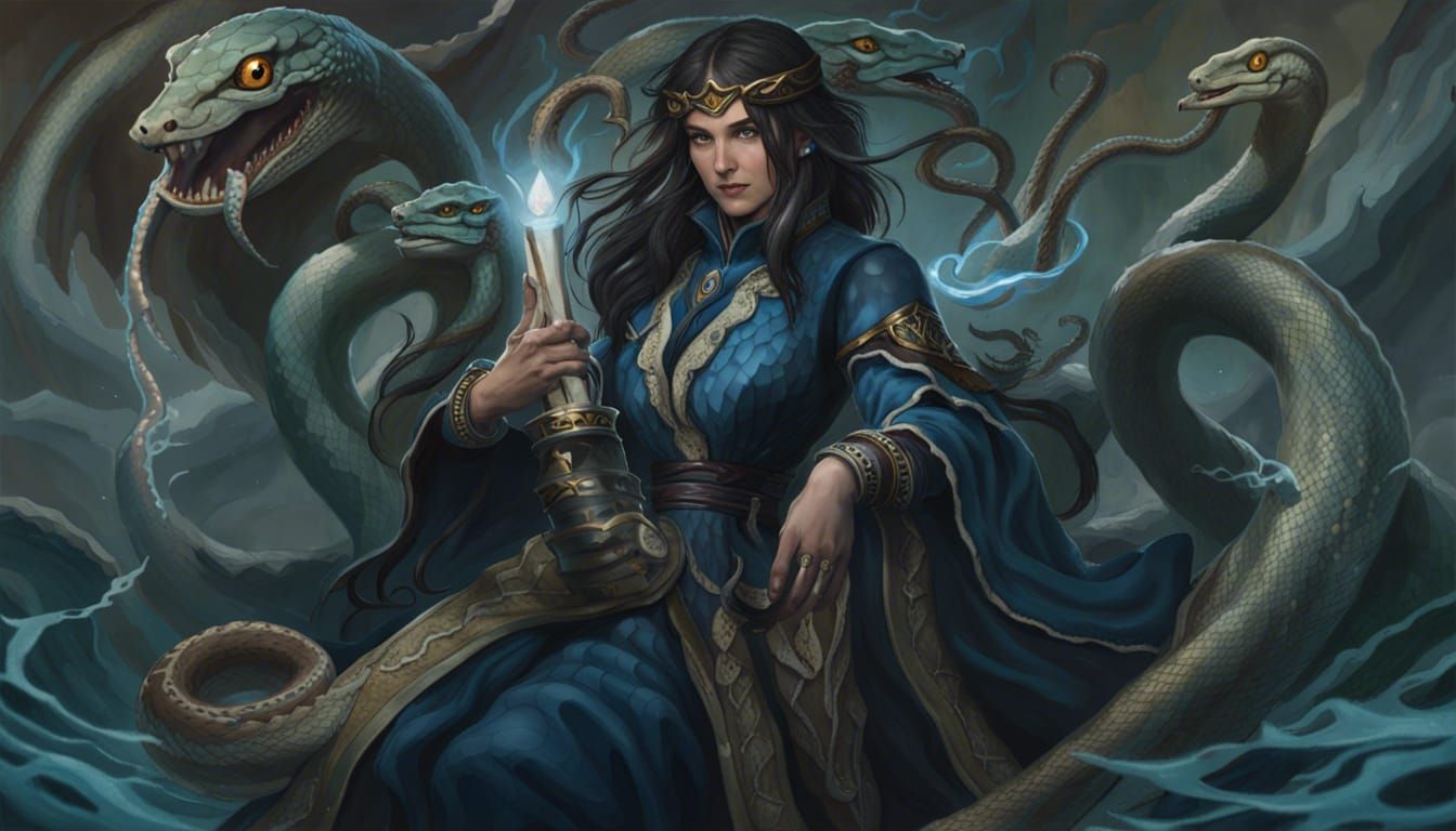 Water Mage Conjuring Snakes