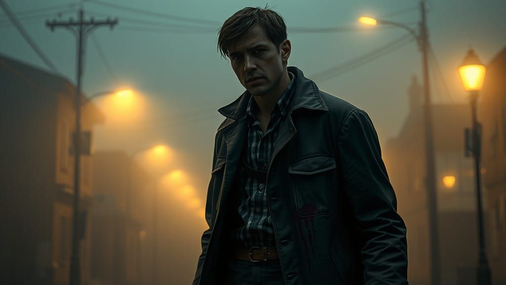 Weary Harry Mason in Haunting Silent Hill Street