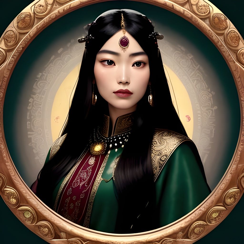 Tibetan Noblewoman in Art Nouveau Elegance