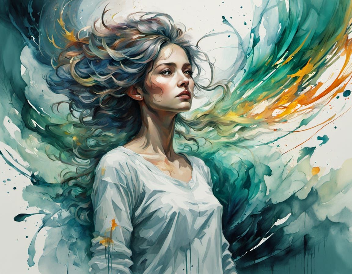 Watercolour Vortex Erupts From Human Form in Cinematic Style