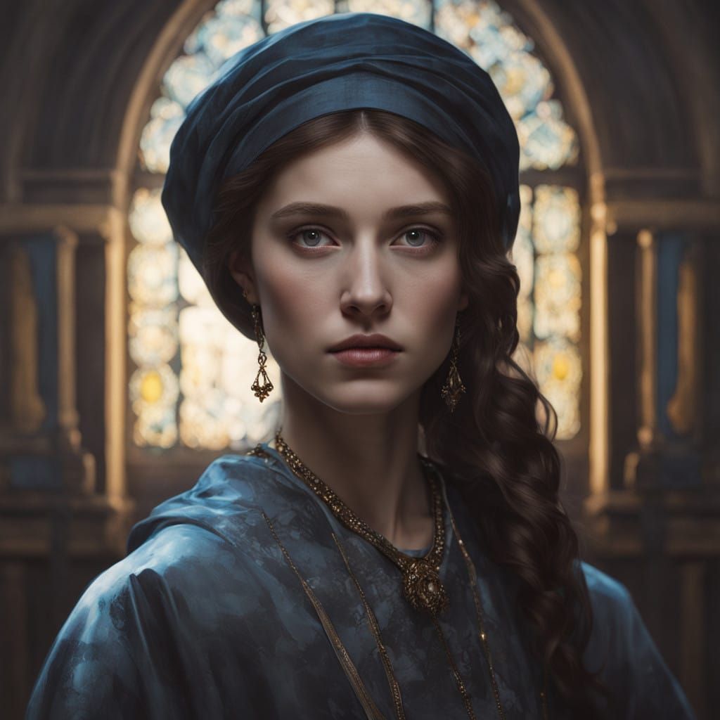 Ethereal Portrait of a Russian Woman in Vermeer's Soft Chiar...