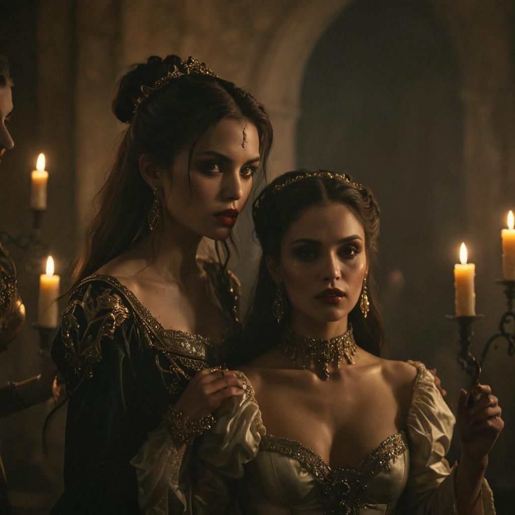Vampire Priestesses Mesmerizing Souls in Candlelight