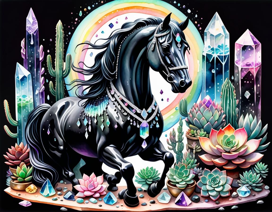 Crystalline Objects in Pastel Goth Watercolor