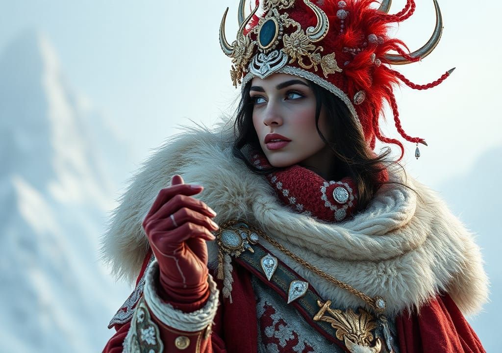 Exotic Commander in Frozen Wasteland: Detailed Matte Art