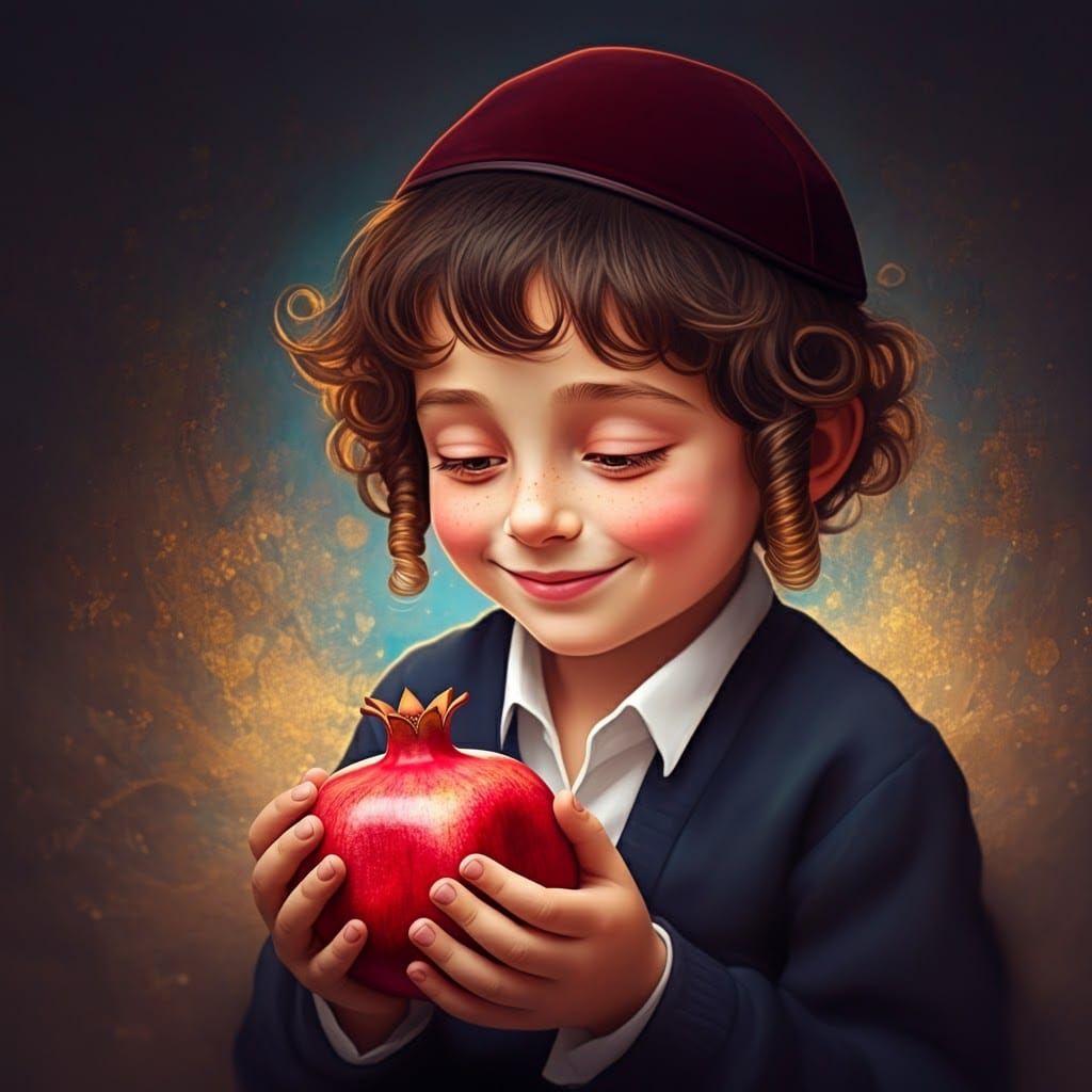 Joyful Boy with Pomegranate: A Digital Matte Painting