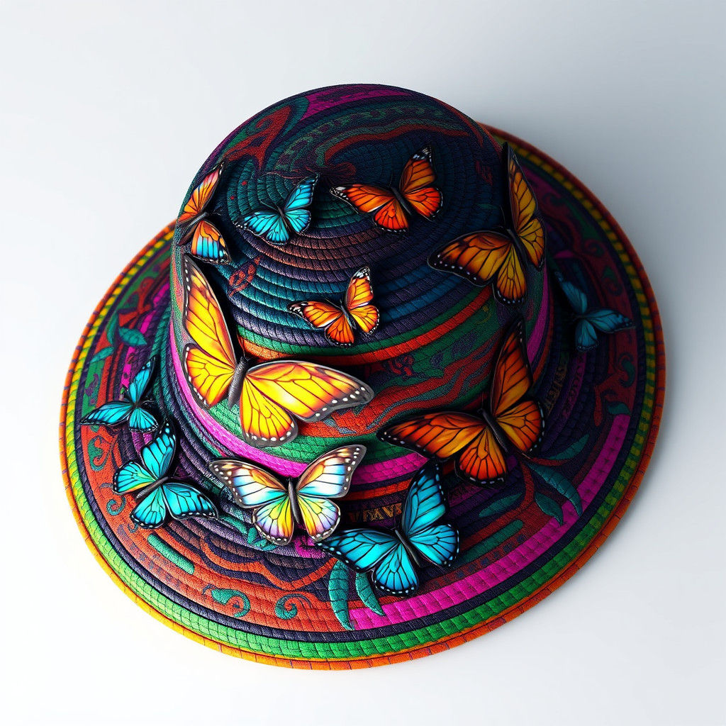 Iridescent Butterflies Adorn Amazonian Hat
