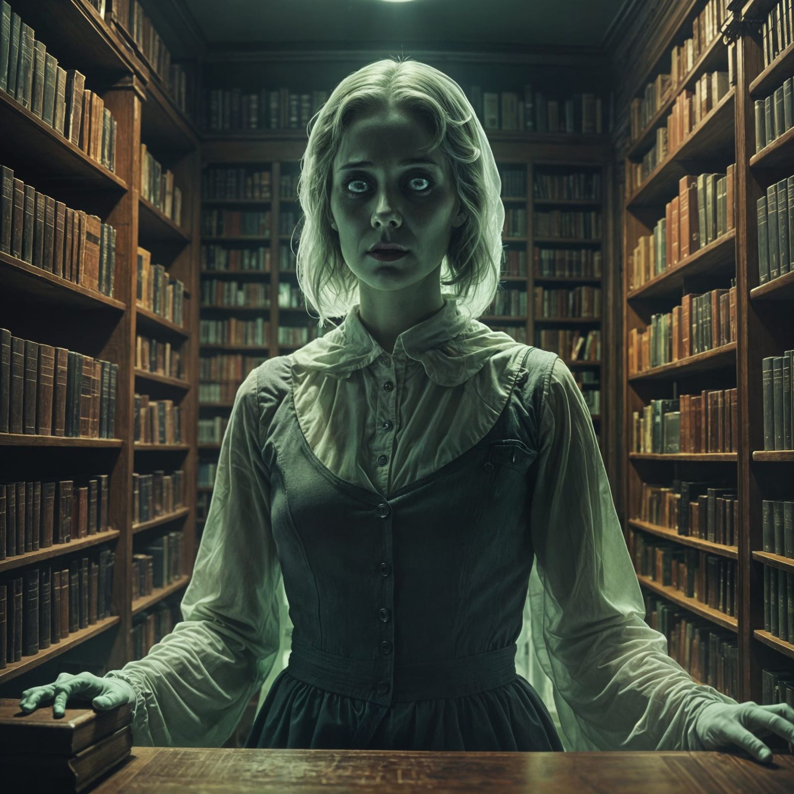 Ghostbusters Library Scene with Librarian Ghost