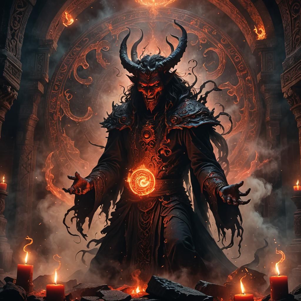 Demonic Emergence in Dark Fantasy Illustration