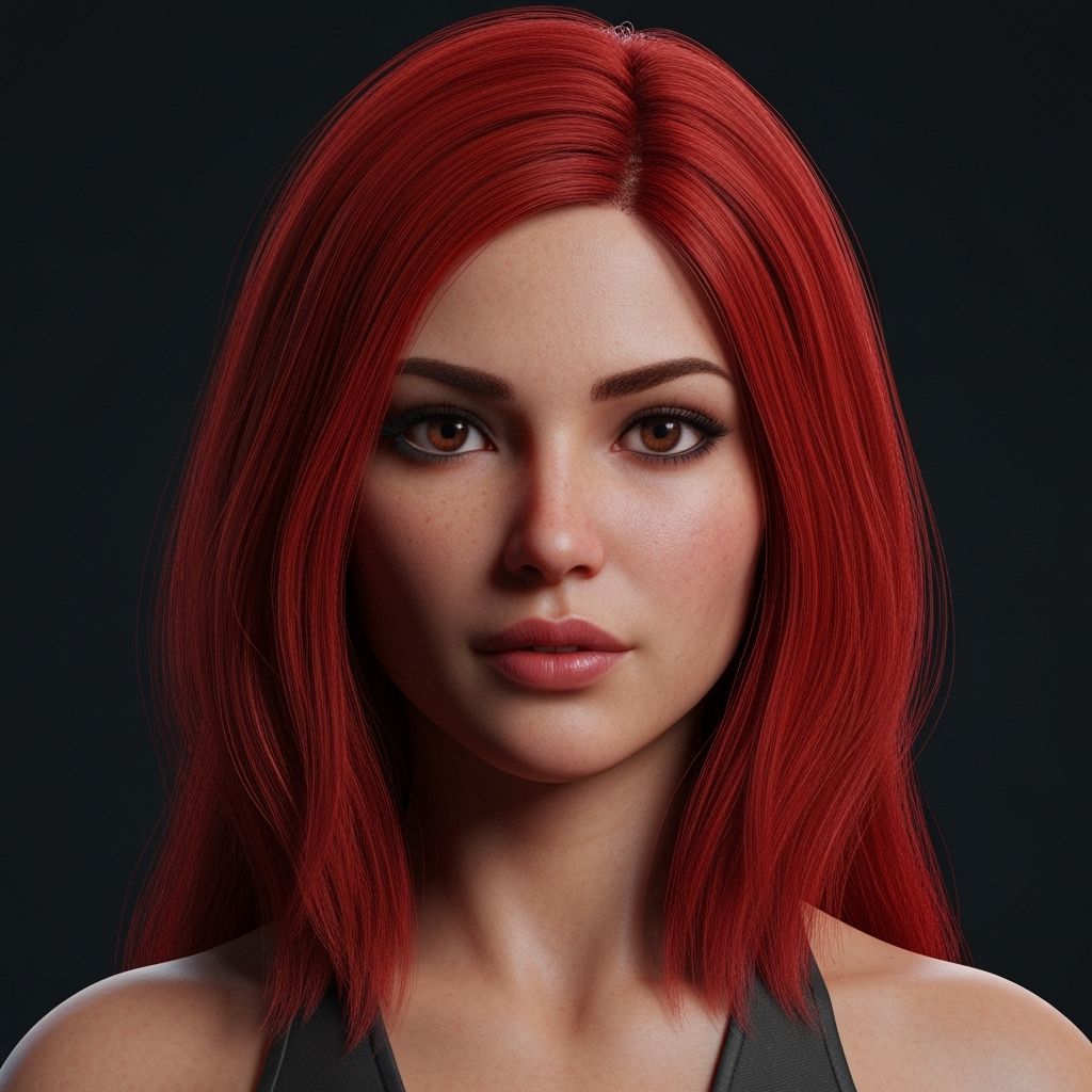 Stunning Red-Haired Latina Woman, Hyper Realistic 3D Game Ci...