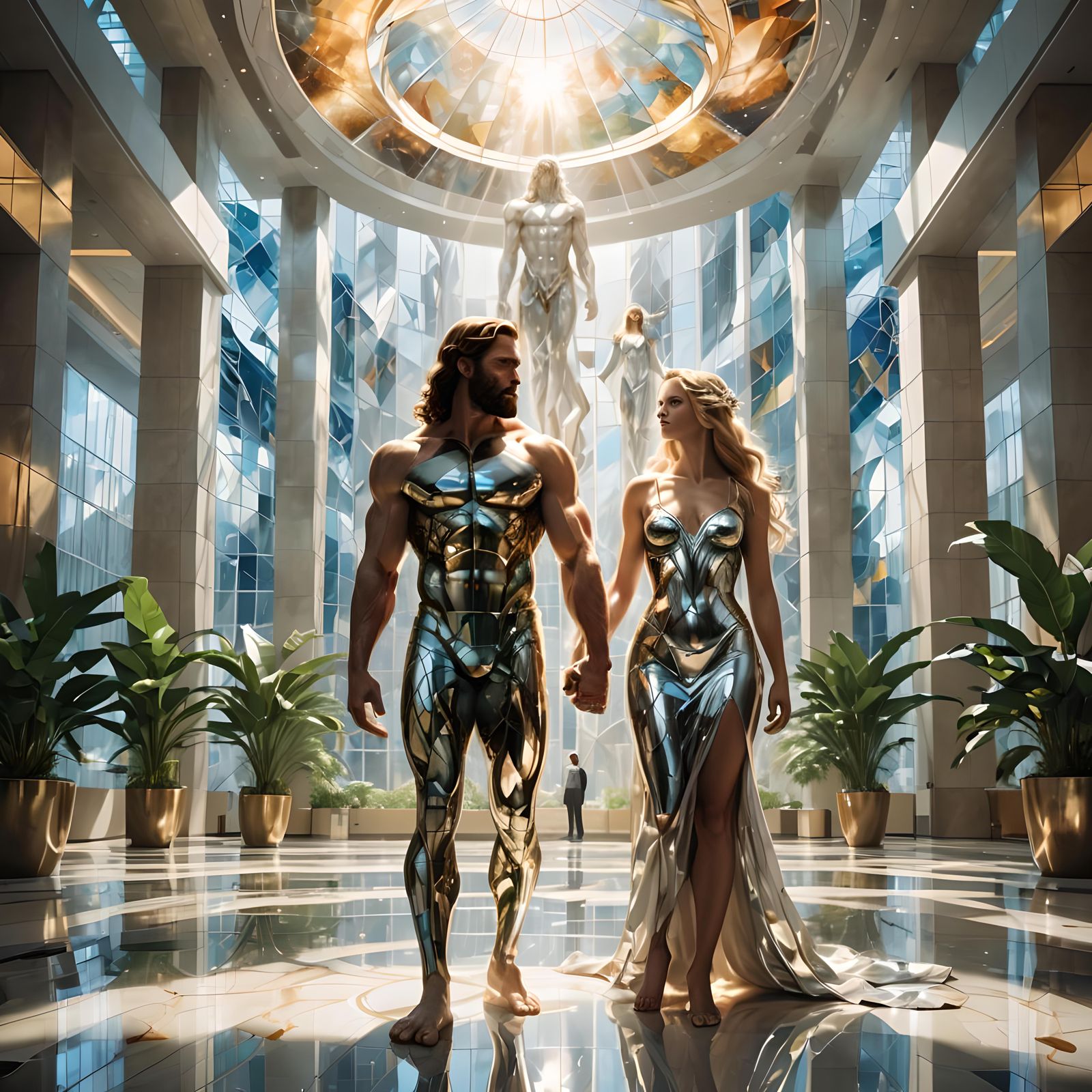 Ethereal Adam and Eve in Corporate Luxury