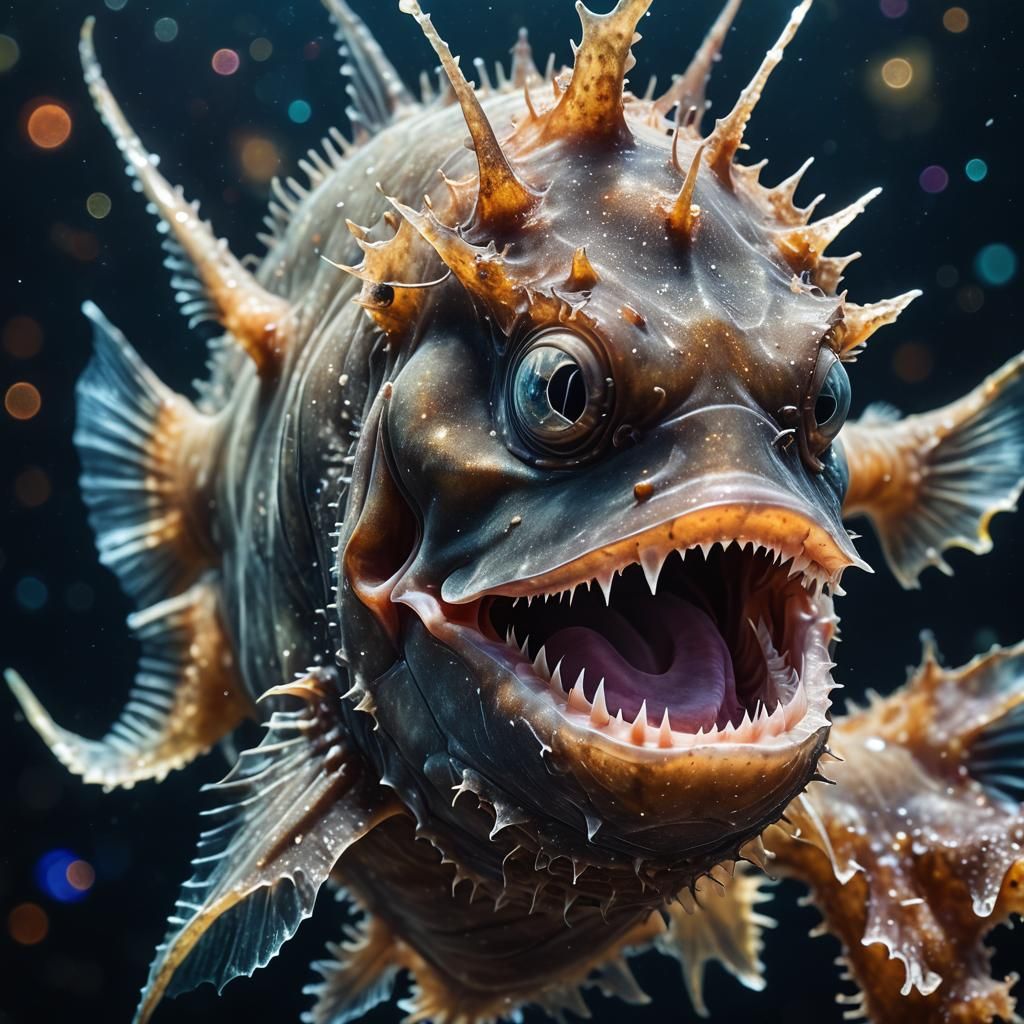 Opalescent Anglerfish in Deep Water