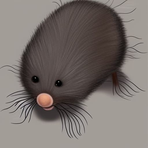 Realistic Chalk Drawing of a Star Nosed Mole
