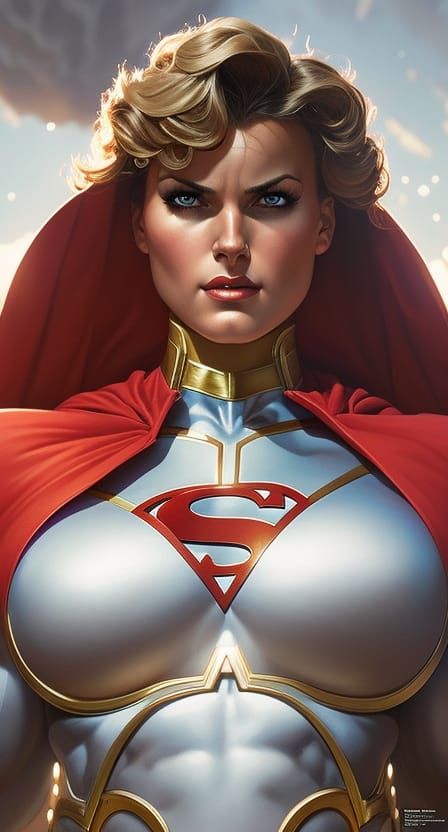 Heroic Powergirl Portrait in Digital Painting Style
