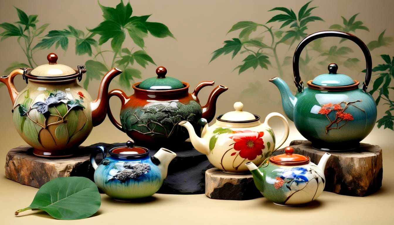 Enameled Stoneware Teapots: Japanese Artistry in Still Life