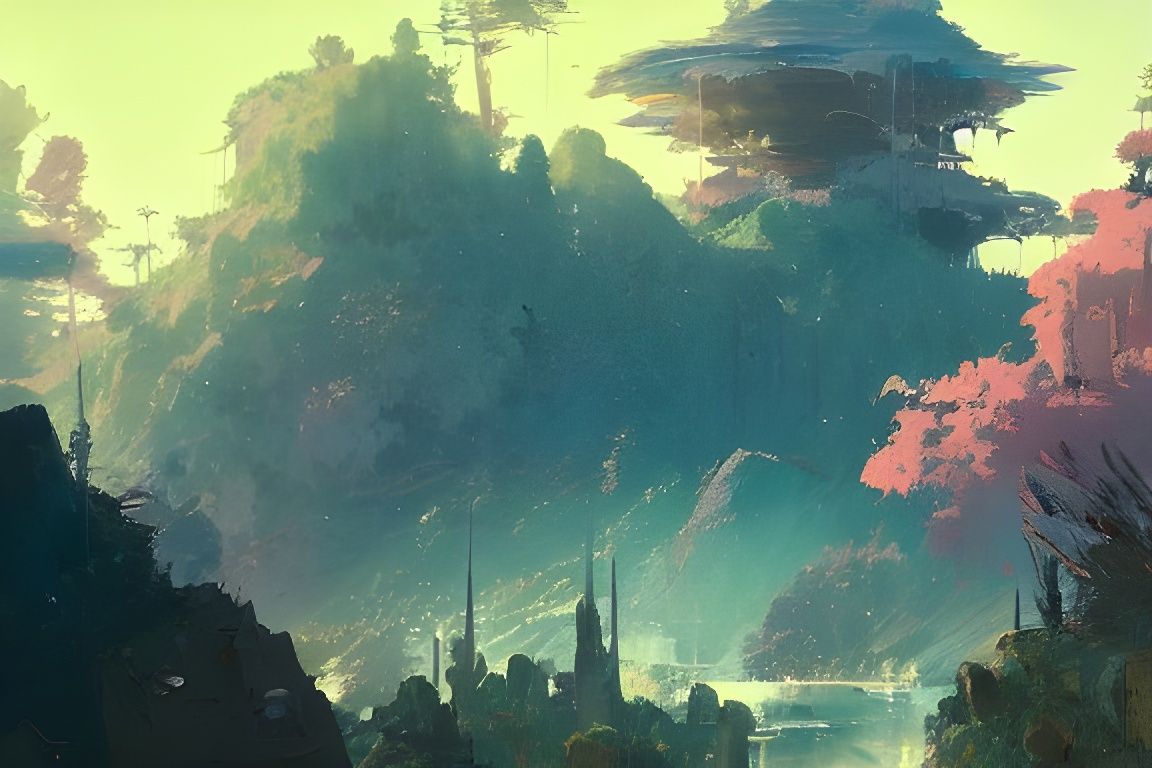 Fantasy Landscape by Studio Ghibli, Digital Art