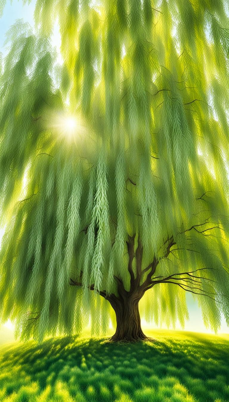 Sunlit Willow Tree in Soft Focus