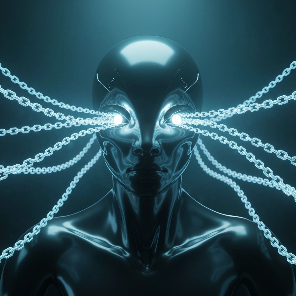 Futuristic Tracking Entity With Glowing Geometric Chains