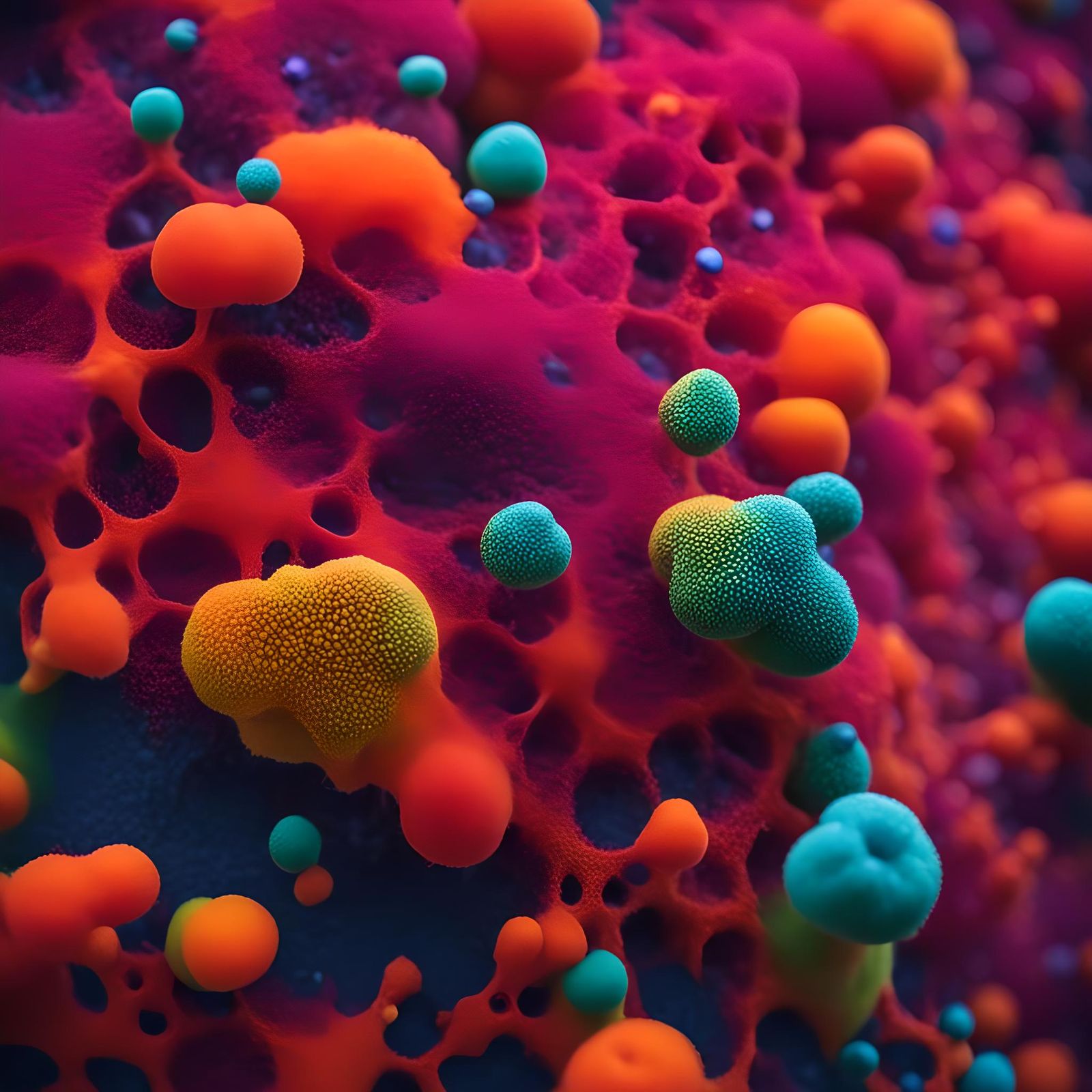 Abstract Grainy Photo of Vibrant Living Cells