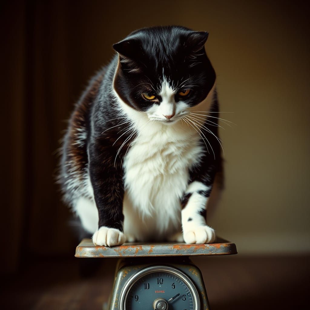 Moody Feline Portrait on Vintage Scale