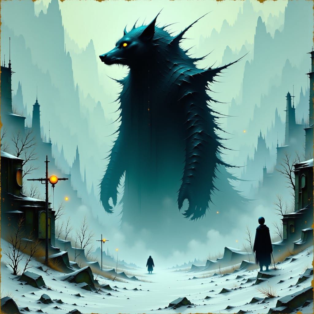 Adlet in Arctic Landscape, Dark Fantasy Art