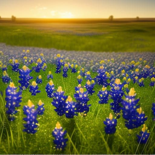 Bluebonnet Meadow in Texas: Hyperdetailed Concept Art