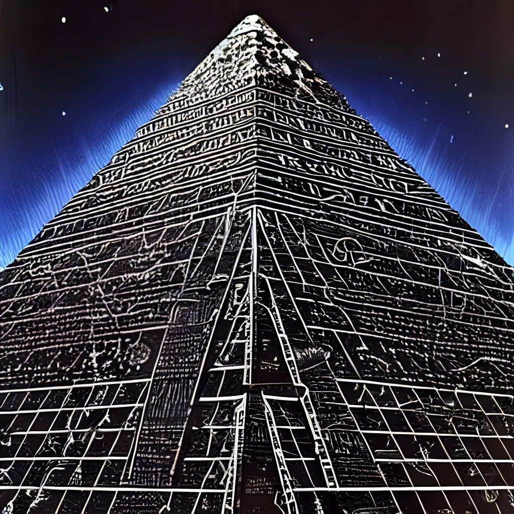 Black Sphere Above Ominous Metallic Pyramid