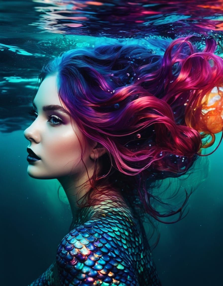 Gothic Mermaid in Sunset Hues