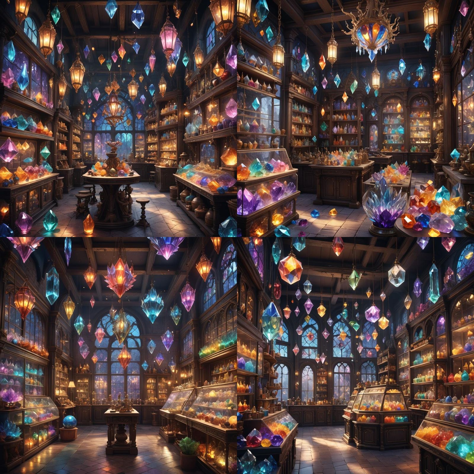 Colorful Crystal Shop: Detailed Matte Painting